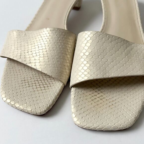Reformation Christina Slide Sandal in Almond Snake Emboss Size 7 - Picture 3 of 8